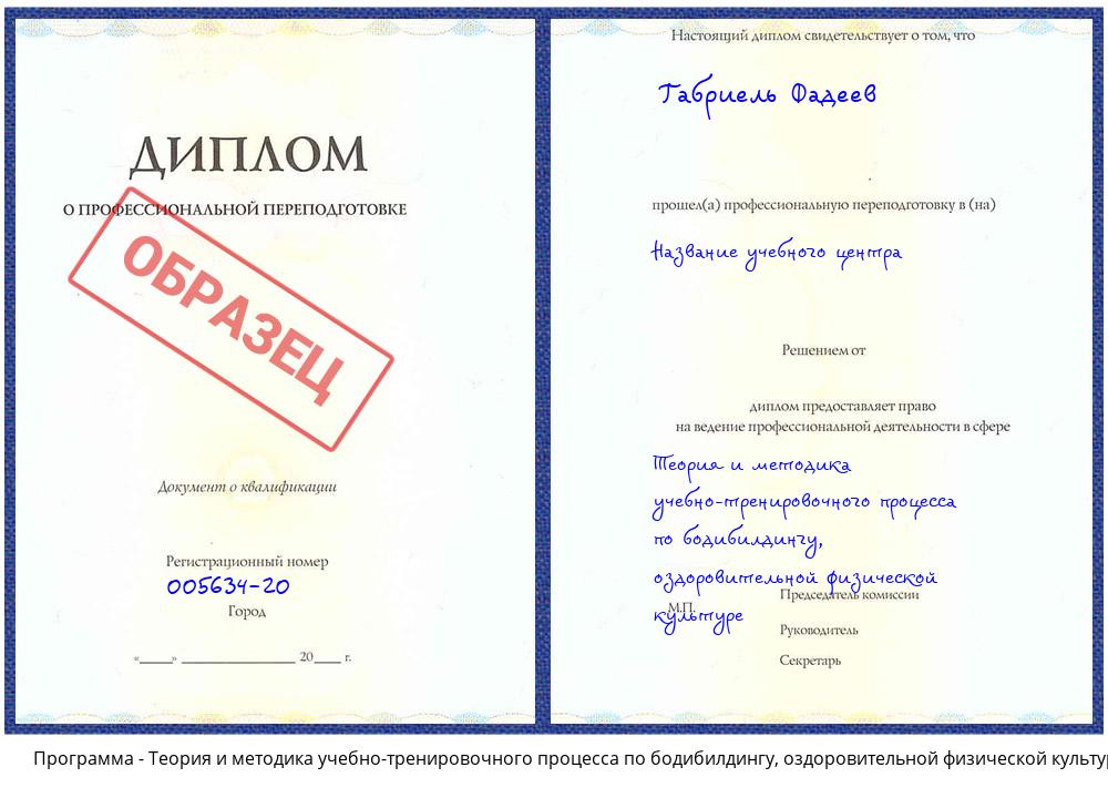 Теория и методика учебно-тренировочного процесса по бодибилдингу, оздоровительной физической культуре Щёкино